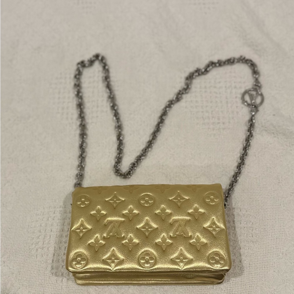 Authentic Gold Louis Vuitton Coussin Pouchette